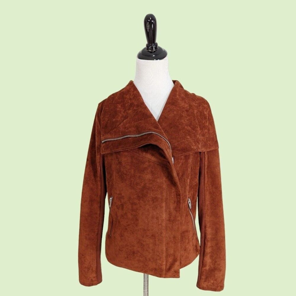 SL8 by Blank NYC‎ Women's  Rust Brown Faux Suede Leather Moto Jacket M